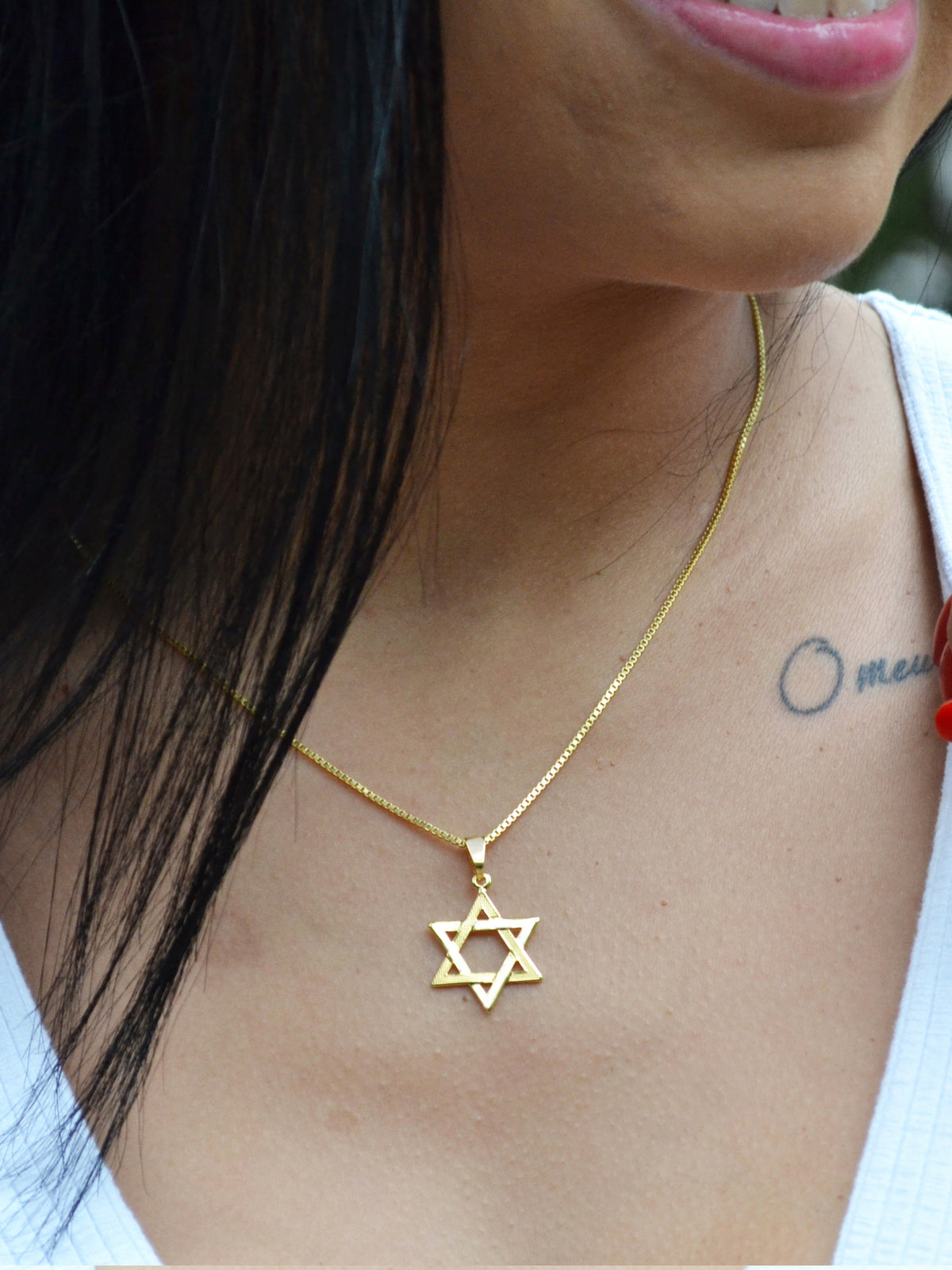 Pingente Estrela de Davi Diamantada - banhado a ouro 18k - foto 2
