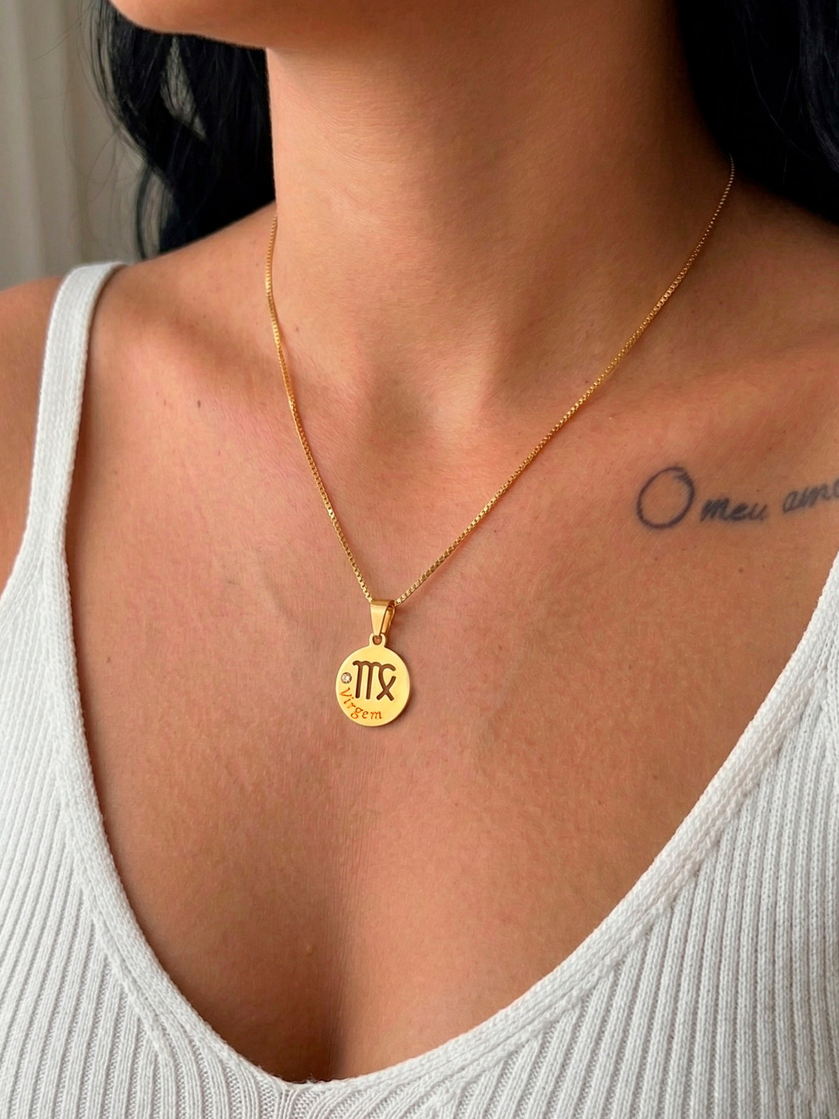 Corrente signo Virgem - veneziana - banhado a ouro 18k - foto 2