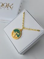 Corrente medalha Oxossi verde - cadeado - banhado a ouro 18k - foto 3