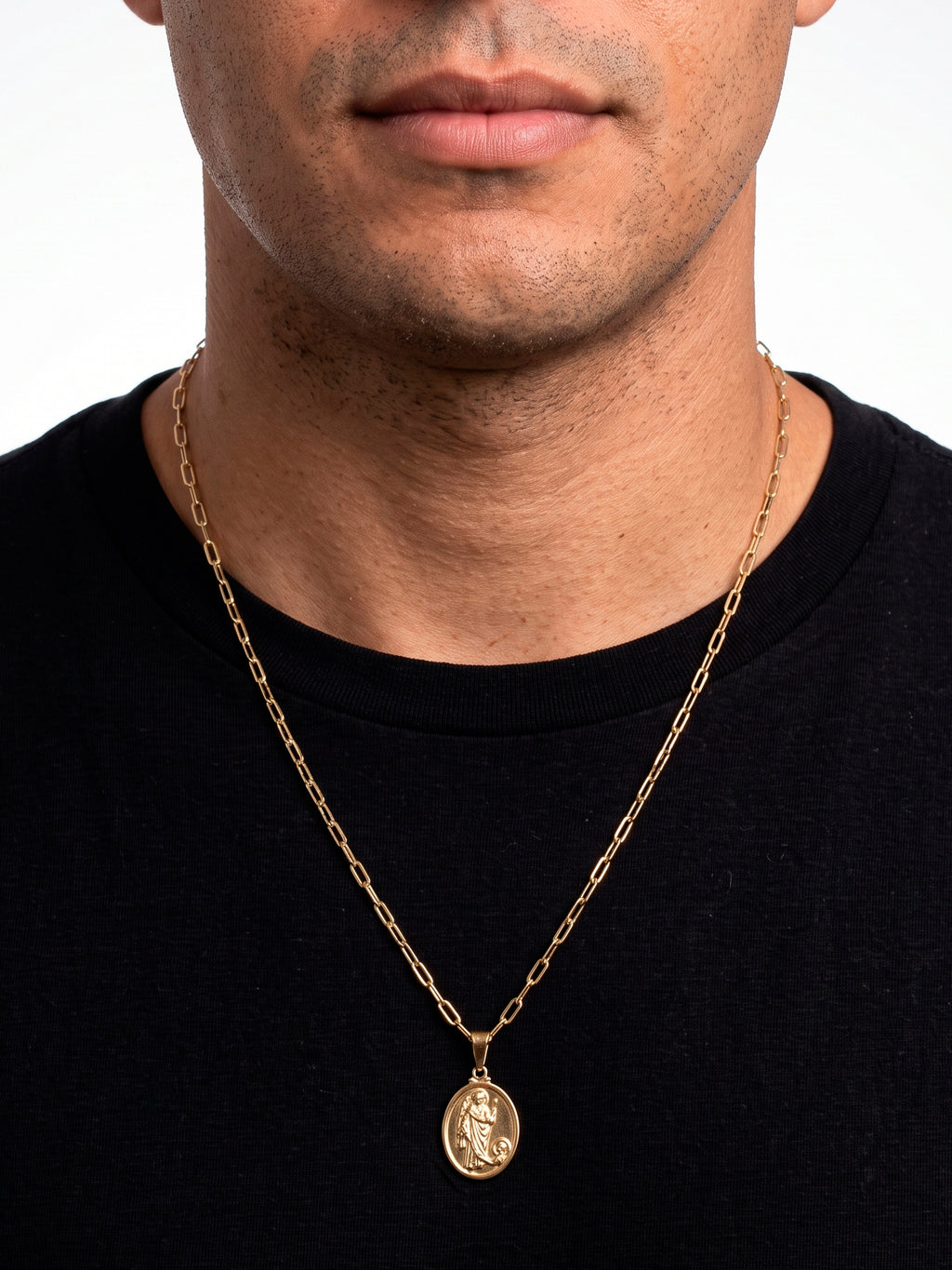 Corrente medalha anjo Rafael - elo longo - banhado a ouro 18k - foto 3