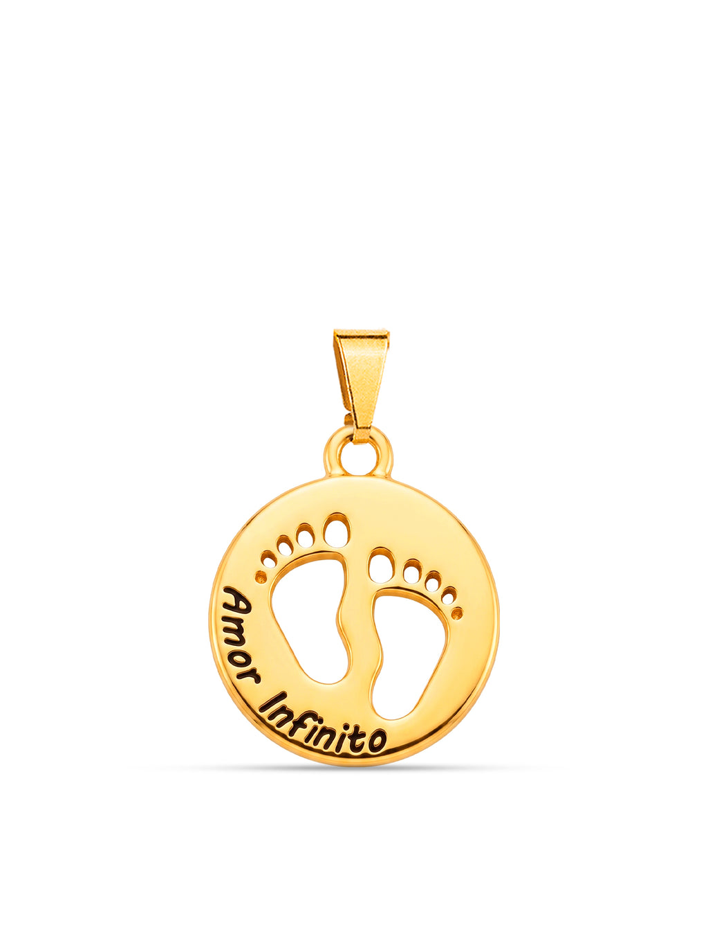 Pingente amor infinito pezinhos - banhado a ouro 18k