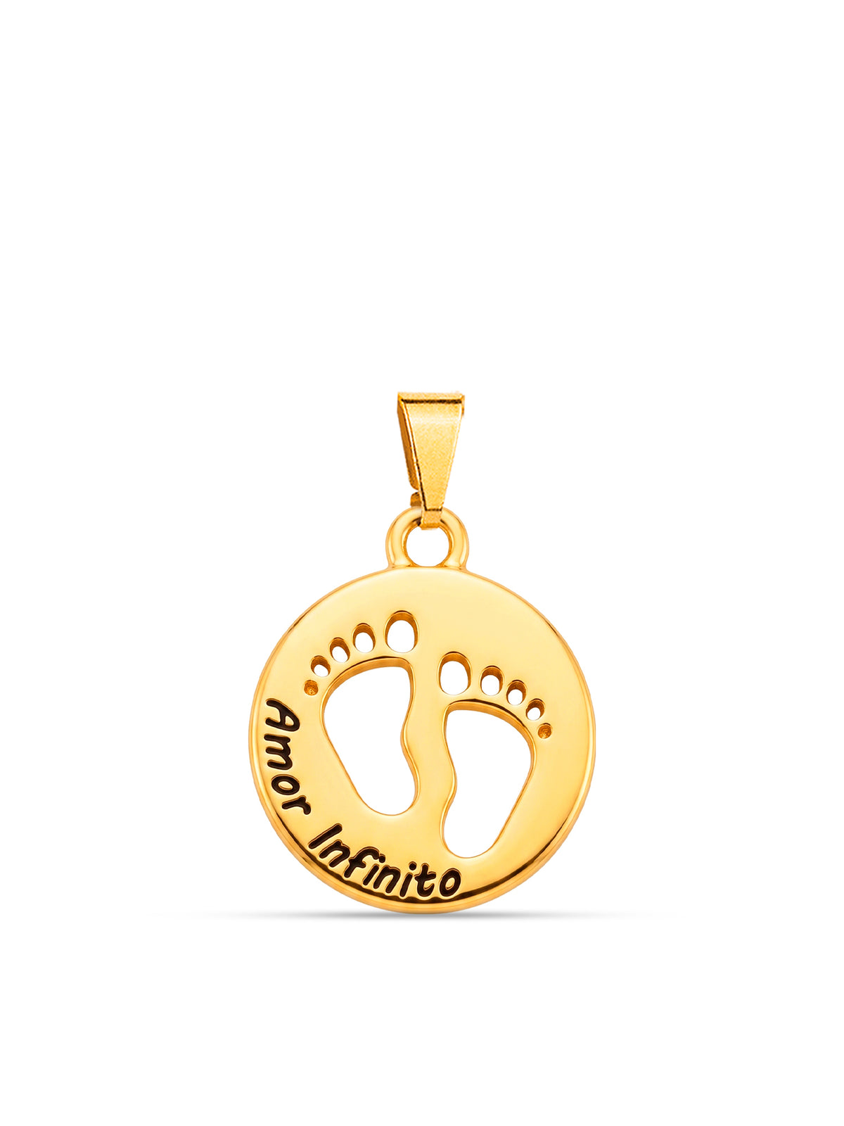 Pingente amor infinito pezinhos - banhado a ouro 18k
