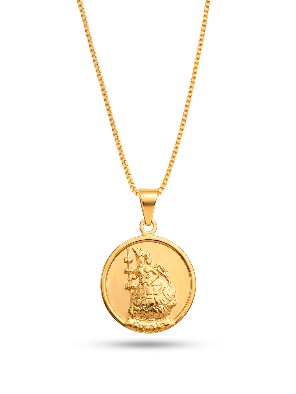 Corrente medalha Oxalá - veneziana - banhado  a ouro 18k