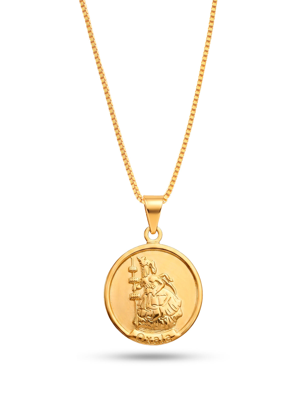 Corrente medalha Oxalá - veneziana - banhado  a ouro 18k