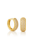 Brinco argola cravejada - banhado a ouro 18k