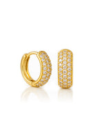 Brinco argola cravejada - banhado a ouro 18k