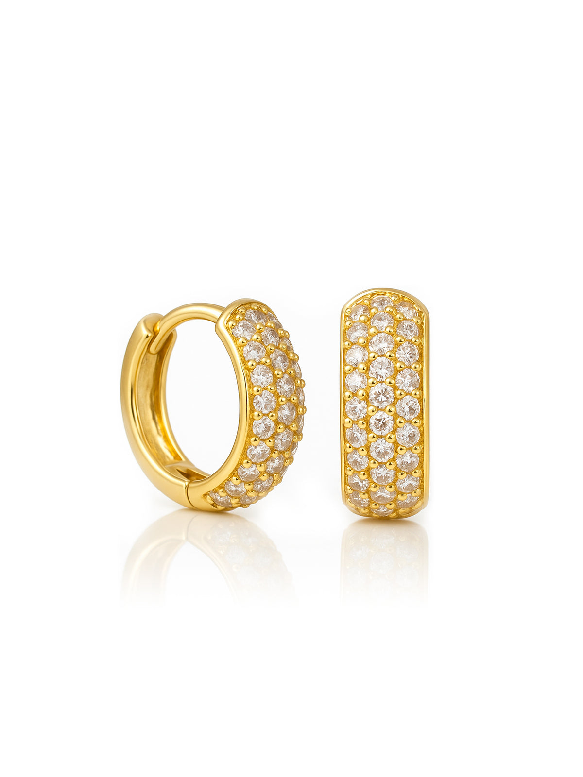 Brinco argola cravejada - banhado a ouro 18k