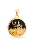 Pingente medalha Exu preto - banhado a ouro 18k