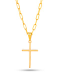 Corrente Cruz Tradicional - elo longo - banhado a ouro 18k
