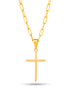 Corrente Cruz Tradicional - elo longo - banhado a ouro 18k