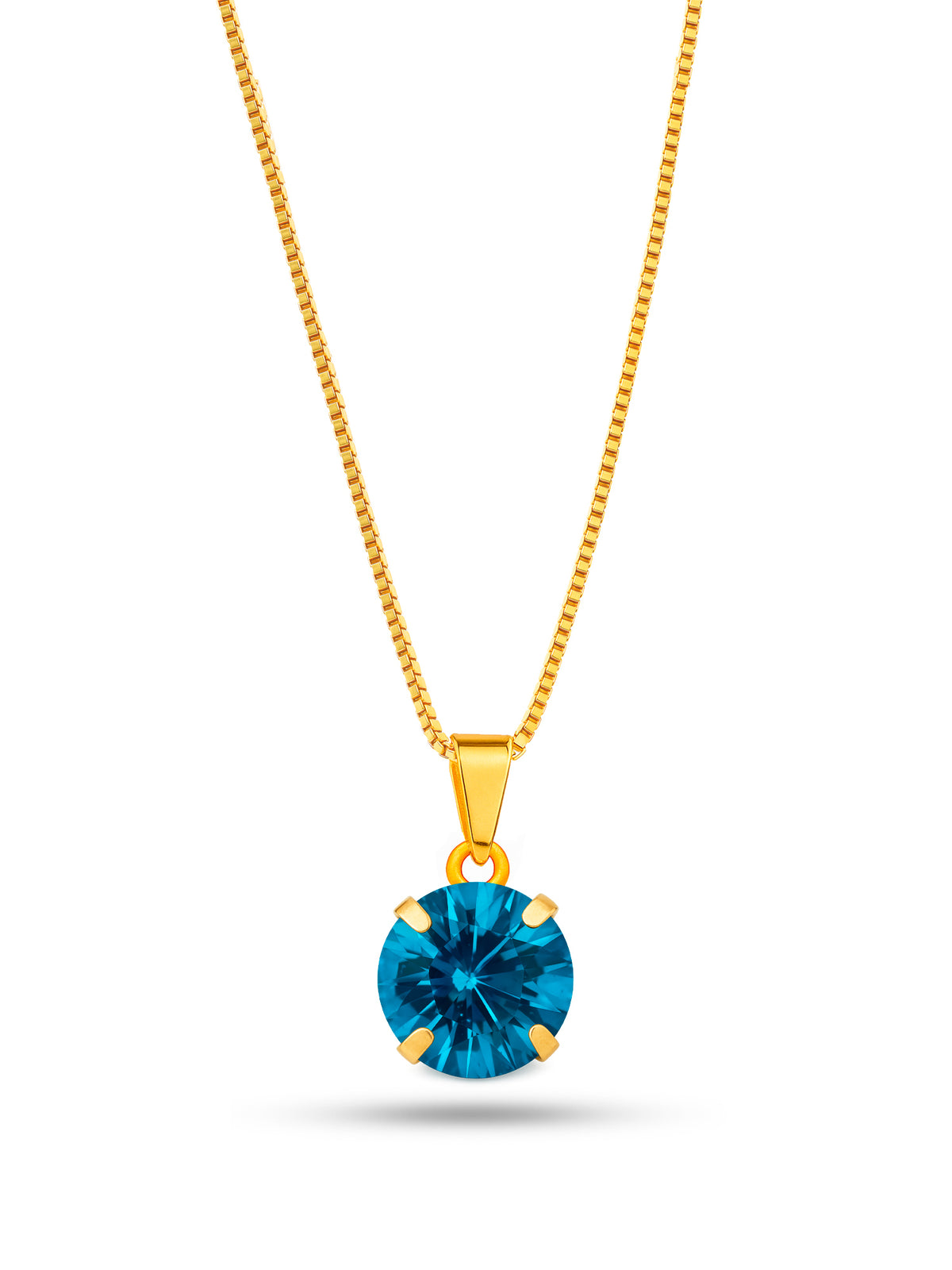 Corrente ponto de luz azul claro - veneziana - banhado a ouro 18k