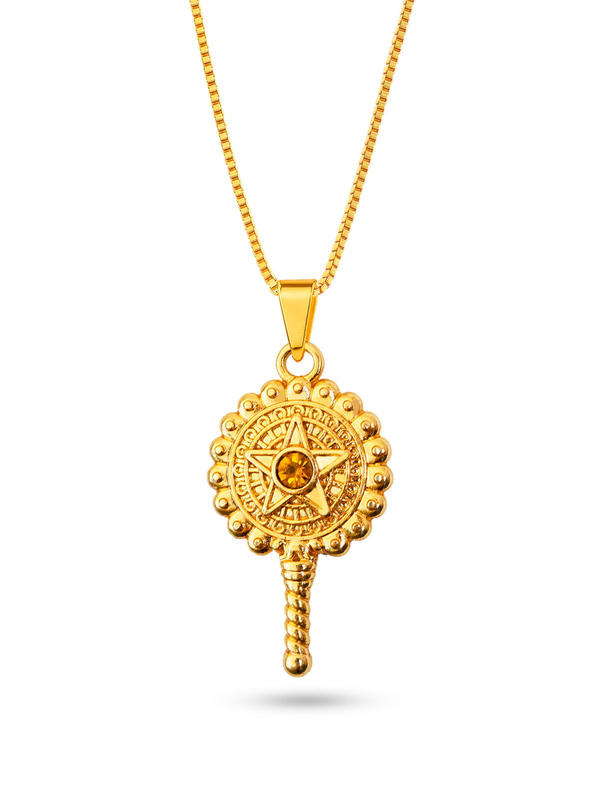 Corrente Espelho com estrela Oxum - veneziana - banhado a ouro 18k