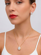 Conjunto gota cravejado - colar e brincos - banhado a ouro 18k - foto 2