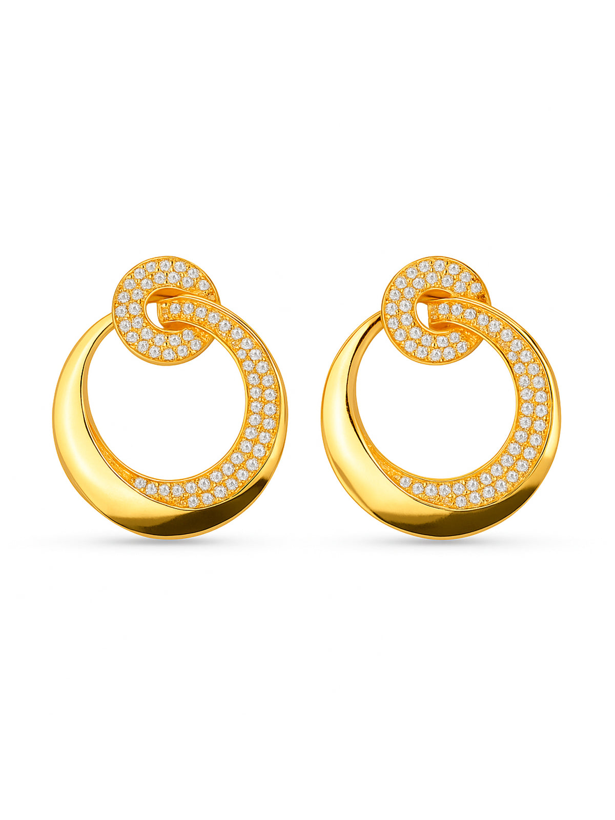 Brinco argolas entrelaçadas - banhado a ouro 18k