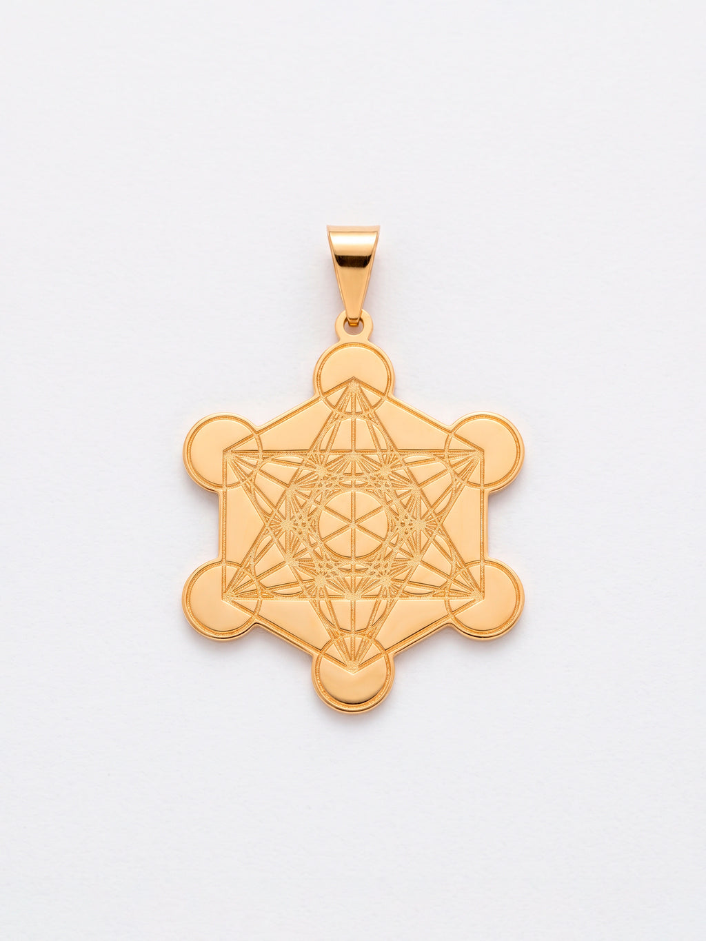 Pingente cubo de Metatron 2,9 x 2,4 cm - banhado a ouro 18k