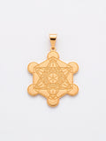 Pingente cubo de Metatron 2,9 x 2,4 cm - banhado a ouro 18k