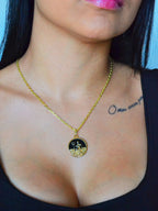 Corrente medalha Exu preto - cadeado - banhado a ouro 18k - foto 4