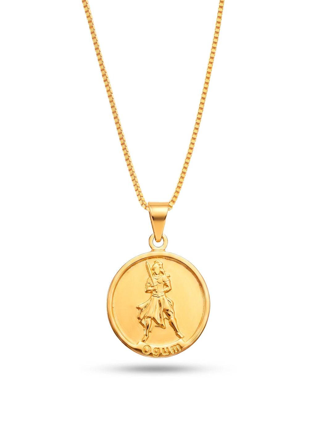 Corrente medalha Ogum - veneziana - banhado a ouro 18k