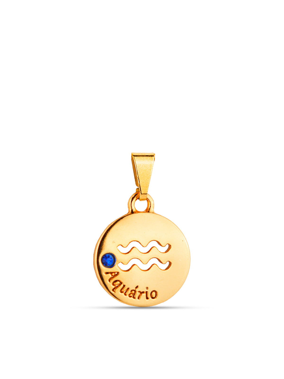 Pingente signo Aquário - banhado a ouro 18k