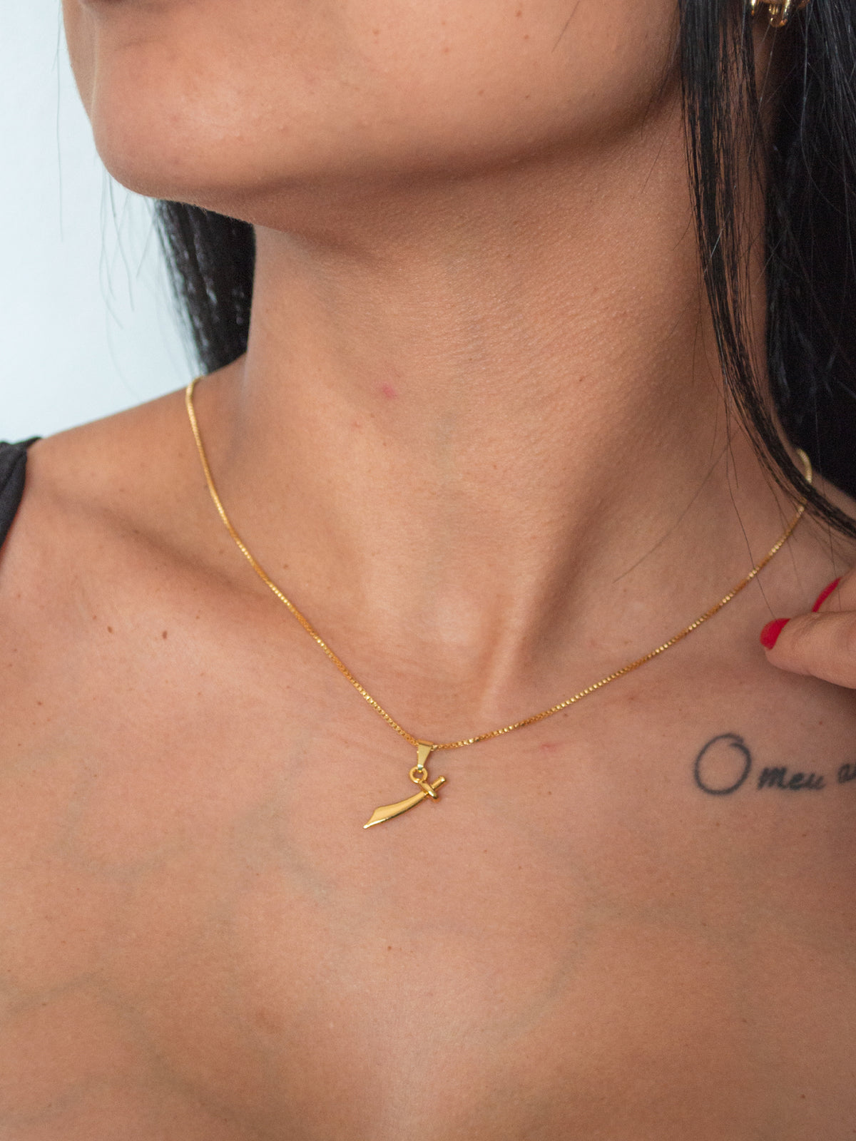 Corrente Espada de Iansã - veneziana - banhado a ouro 18k