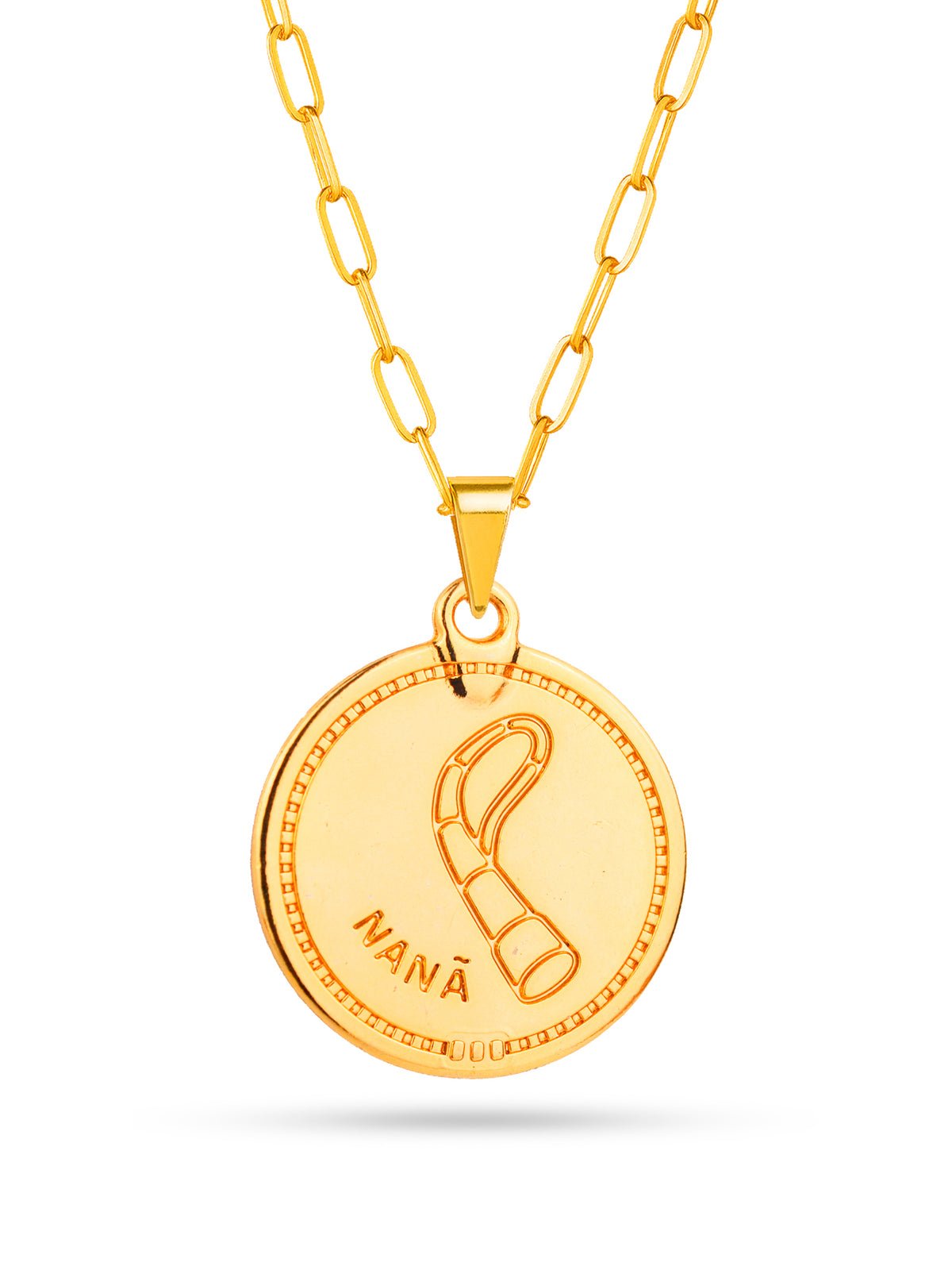 Corrente medalha Nanã roxo - elo longo - banhado a ouro 18k - foto 4