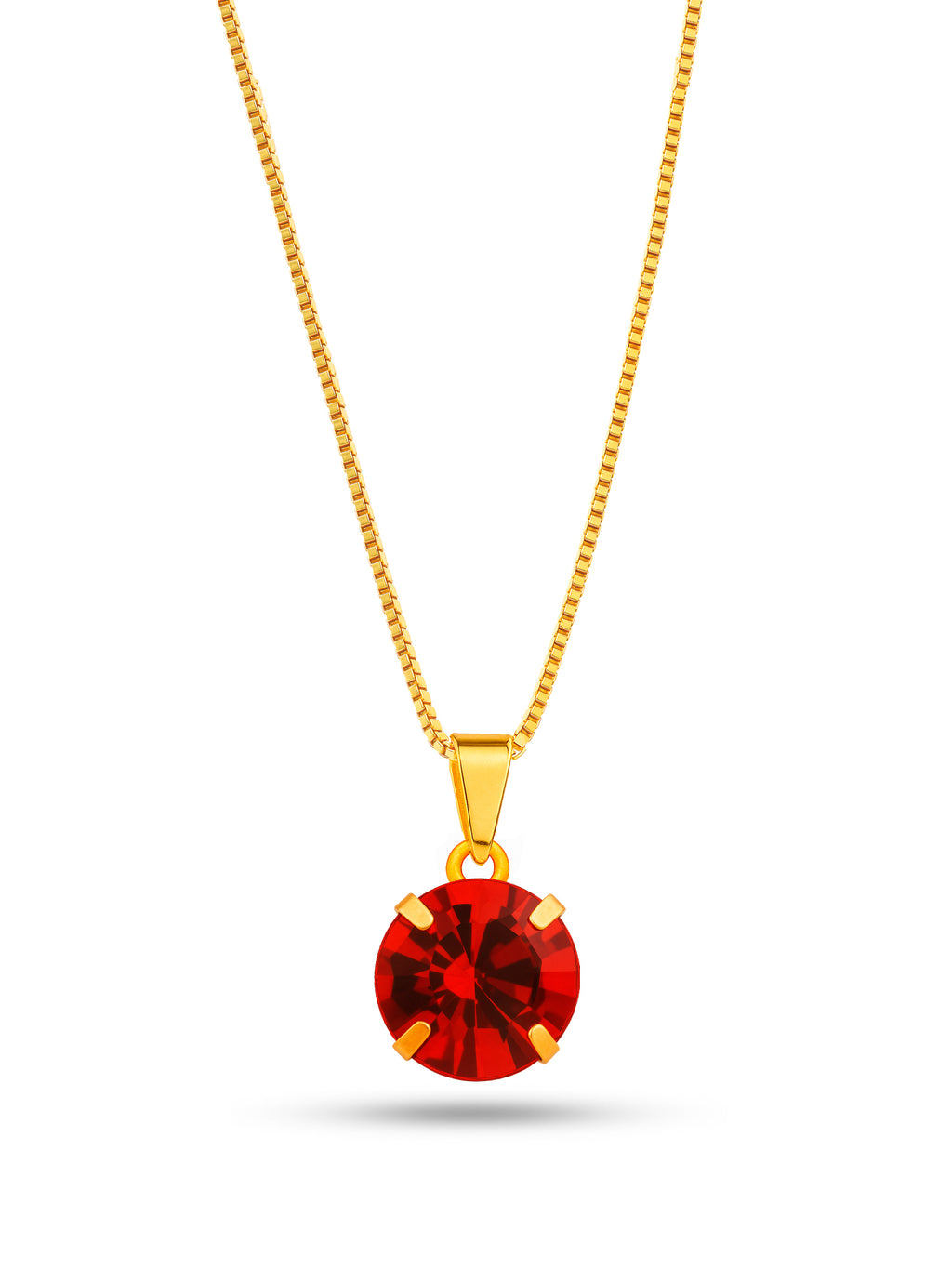 Corrente ponto de luz vermelho - veneziana - banhado a ouro 18k