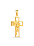 Pingente Cruz face de Cristo - banhado a ouro 18k