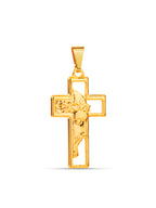 Pingente Cruz face de Cristo - banhado a ouro 18k