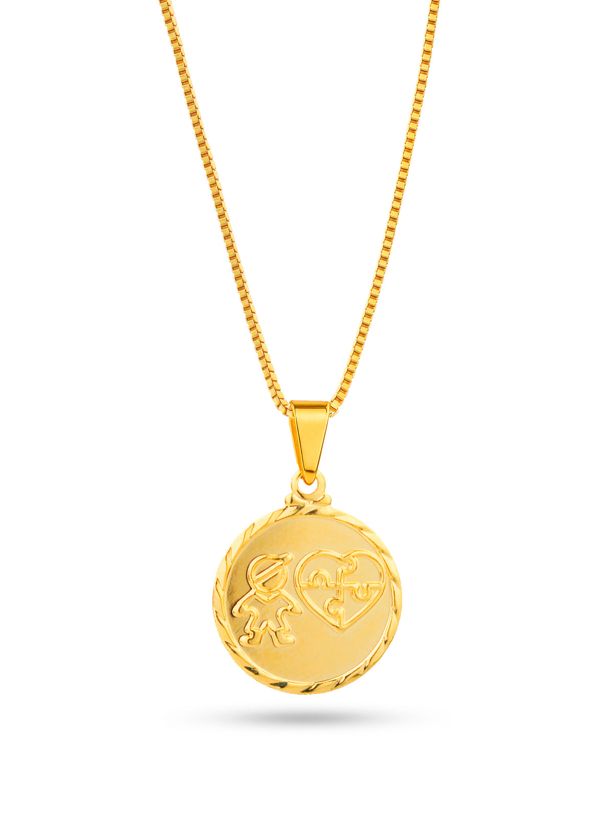 Corrente menino autismo - veneziana - banhado a ouro 18k