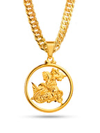 Corrente Medalha de São Jorge G - grumet duplo - banhado a ouro 18k - foto 2