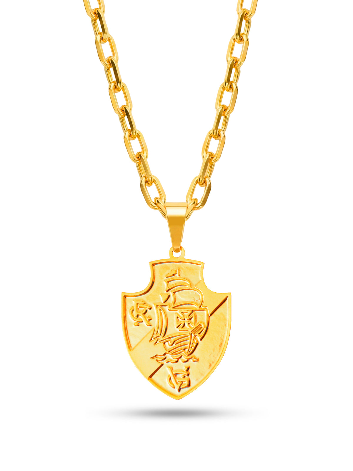 Corrente Vasco - cadeado - banhado a ouro 18k