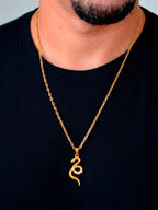 Corrente Serpente - cadeado - banhado a ouro 18k - foto 2