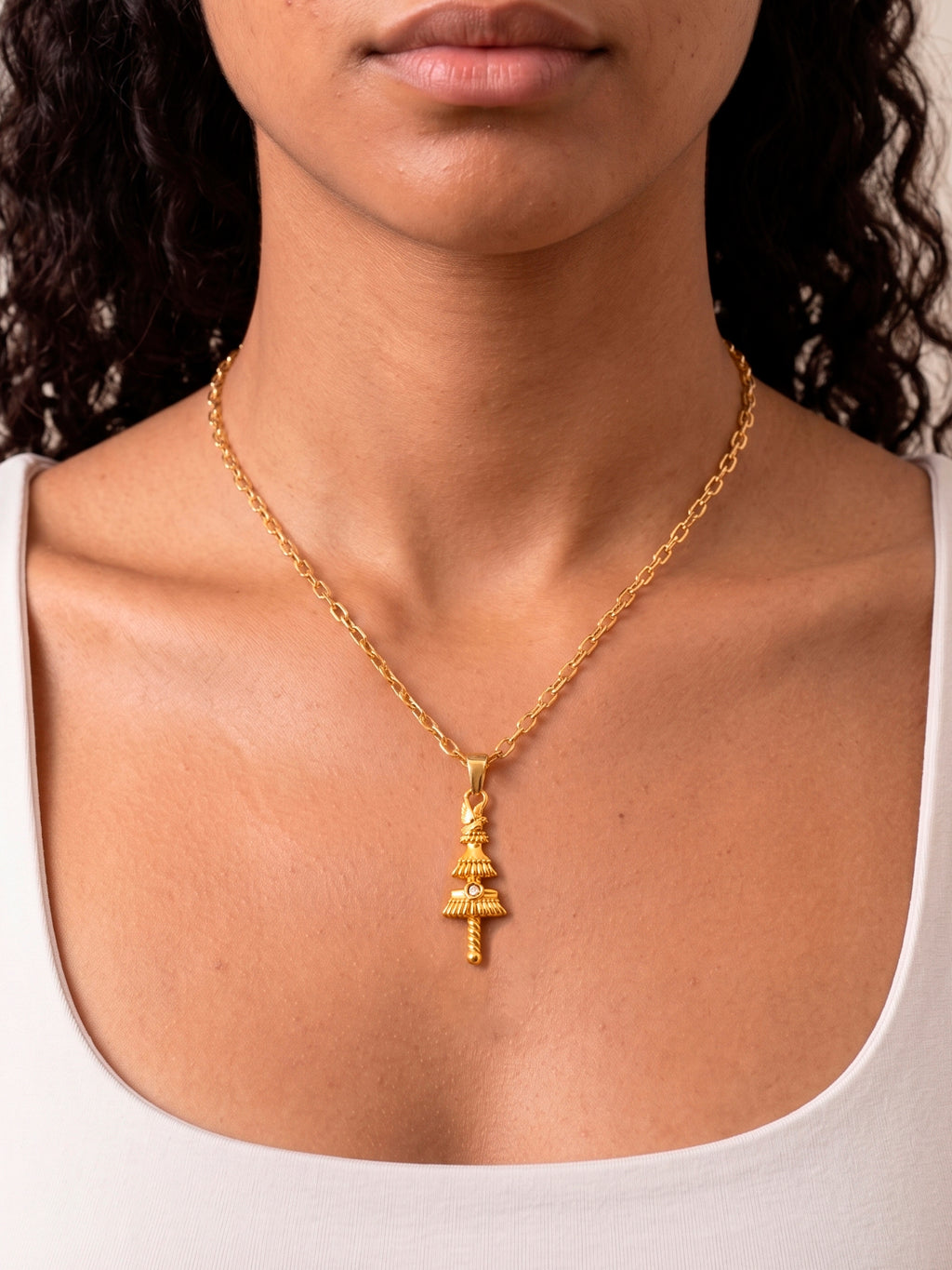 Corrente Opaxorô de Oxalá G - cadeado - banhado  a ouro 18k - foto 3