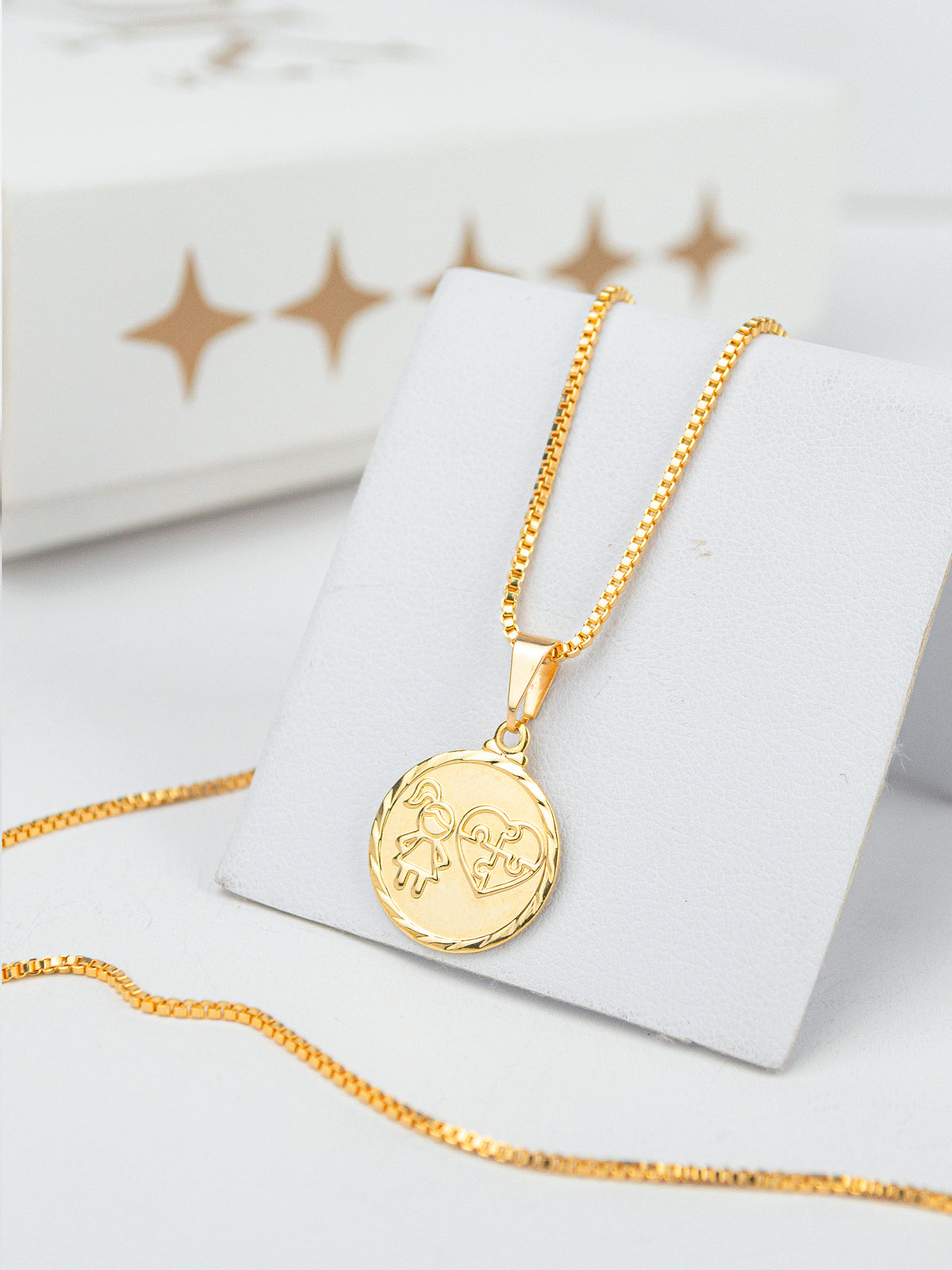 Corrente menina autismo - veneziana - banhado a ouro 18k - foto 3