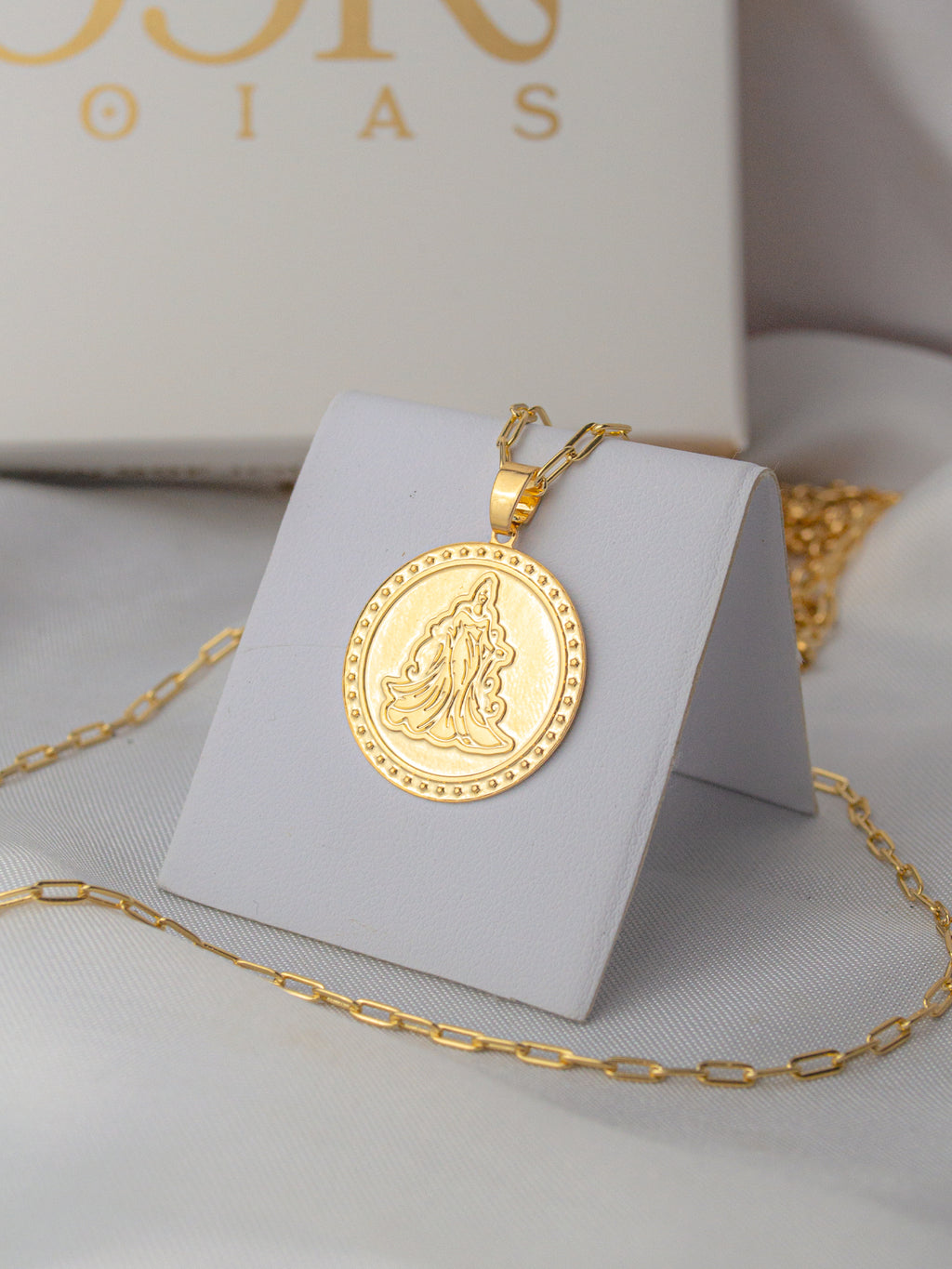 Corrente medalha Iemanjá 3D - banhado a ouro 18k - foto 2