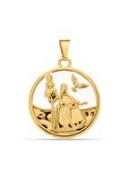 Pingente medalha Oxalá branco - banhado  a ouro 18k