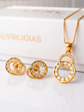 Conjunto círculos entrelaçados - colar e brincos - banhado a ouro 18k