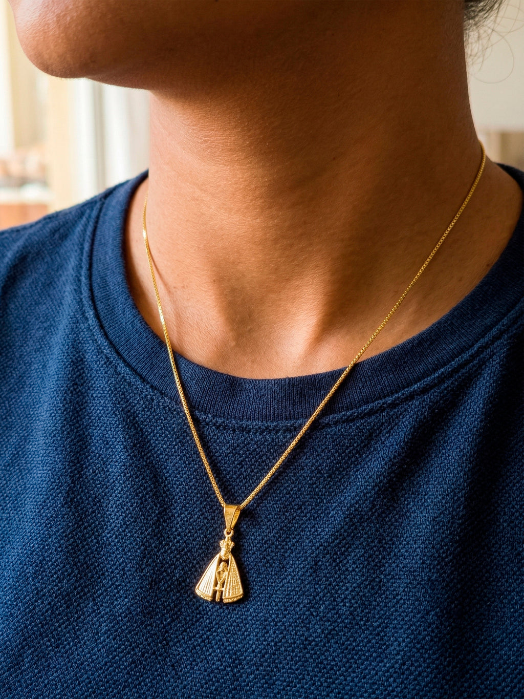 Corrente Nossa Senhora - banhado a ouro 18k - foto 2