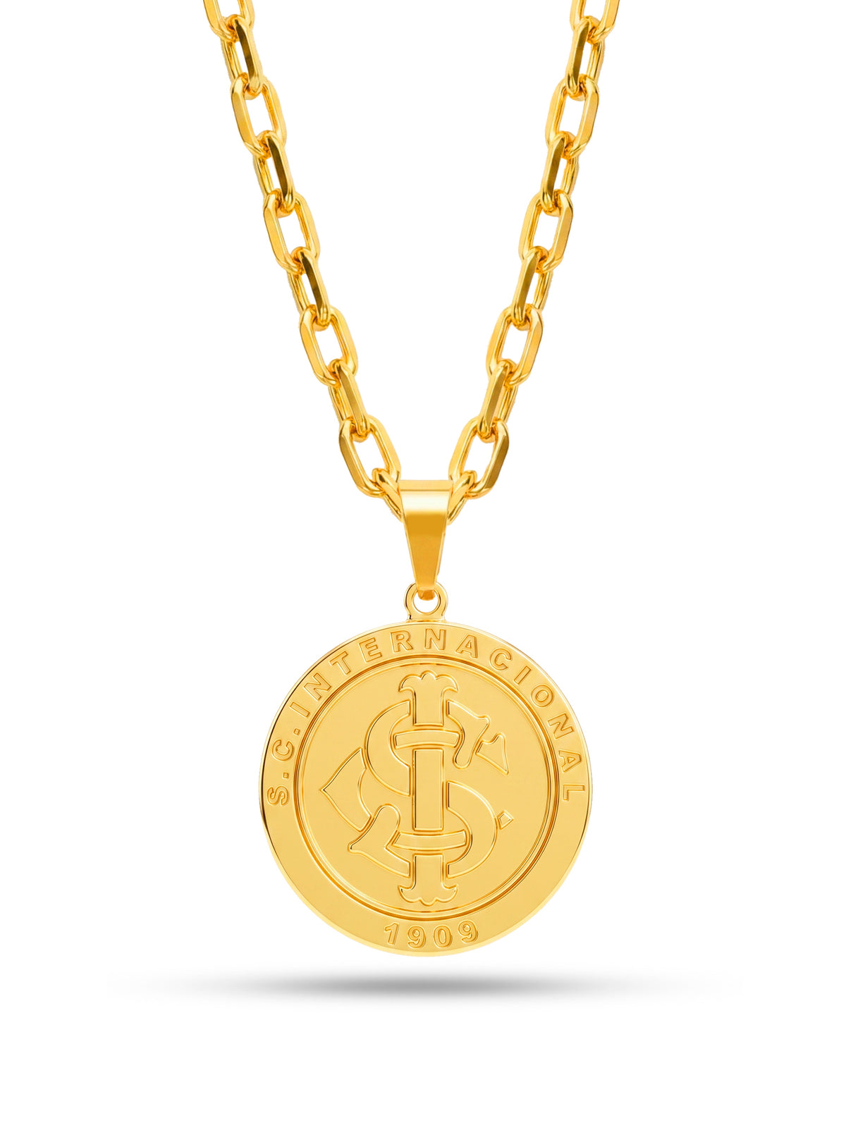 Corrente Internacional - cadeado - banhado a ouro 18k