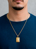 Corrente Placa Face de Cristo 3D - cadeado - banhado a ouro 18k - foto 2