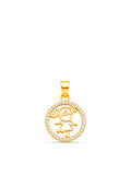 Pingente menina medalha cravejada - banhado a ouro 18k