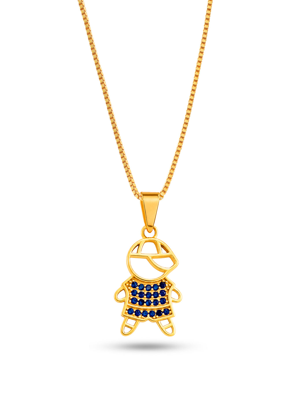 Corrente menino azul cravejado - veneziana - banhado a ouro 18k