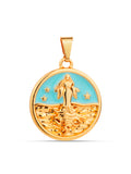 Pingente medalha Iemanjá azul - banhado a ouro 18k