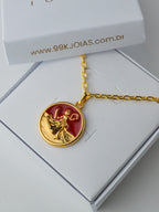 Corrente medalha Iansã vermelho - cadeado - banhado a ouro 18k - foto 3