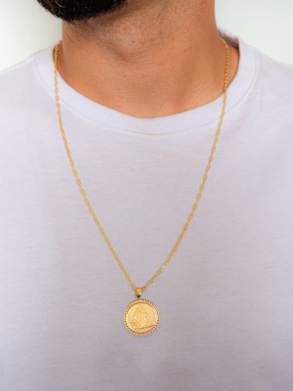 Corrente medalha Iemanjá 3D - banhado a ouro 18k - foto 3