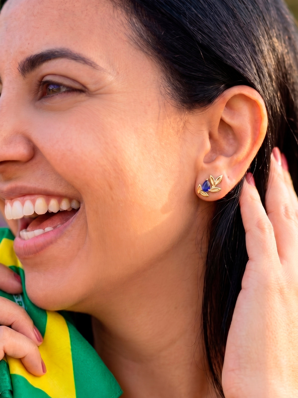Brinco ramos - banhado a ouro 18k
