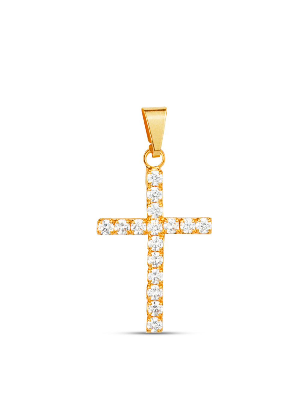 Pingente Cruz cravejada - banhado a ouro 18k