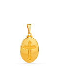 Pingente Medalha Oval com Cruz - banhado a ouro 18k