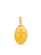 Pingente Medalha Oval com Cruz - banhado a ouro 18k