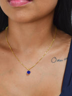 Corrente ponto de luz azul royal - veneziana - banhado a ouro 18k - foto 2